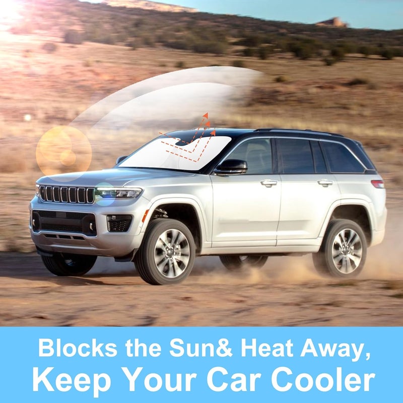 TINGLU Sun Shade for Jeep Grand Cherokee L/Jeep Grand Cherokee SUV 2021-2024 2025 Accessories Windshield Sun Shade Window Shade UV Rays Protection Sun Visor Cover - Image 5